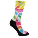 Rainbow Swirl Candy Print Crew Socks