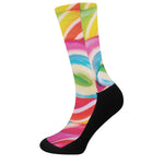 Rainbow Swirl Candy Print Crew Socks