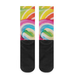 Rainbow Swirl Candy Print Crew Socks