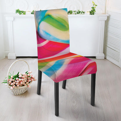 Rainbow Swirl Candy Print Dining Chair Slipcover