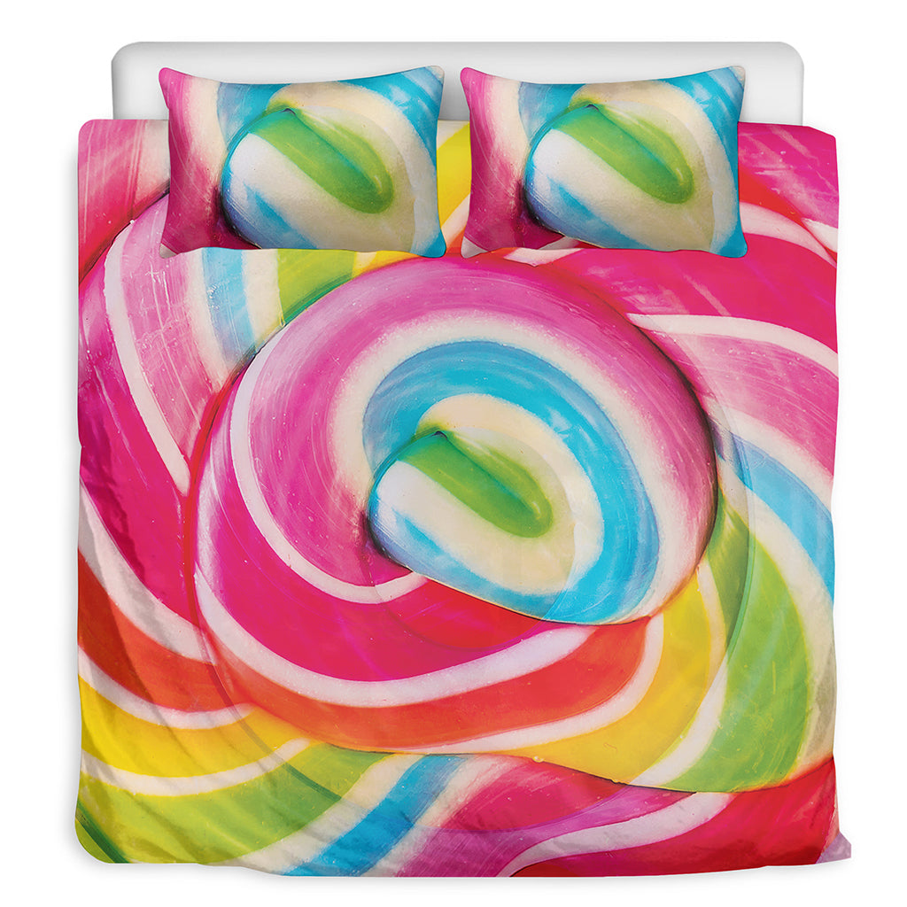 Rainbow Swirl Candy Print Duvet Cover Bedding Set