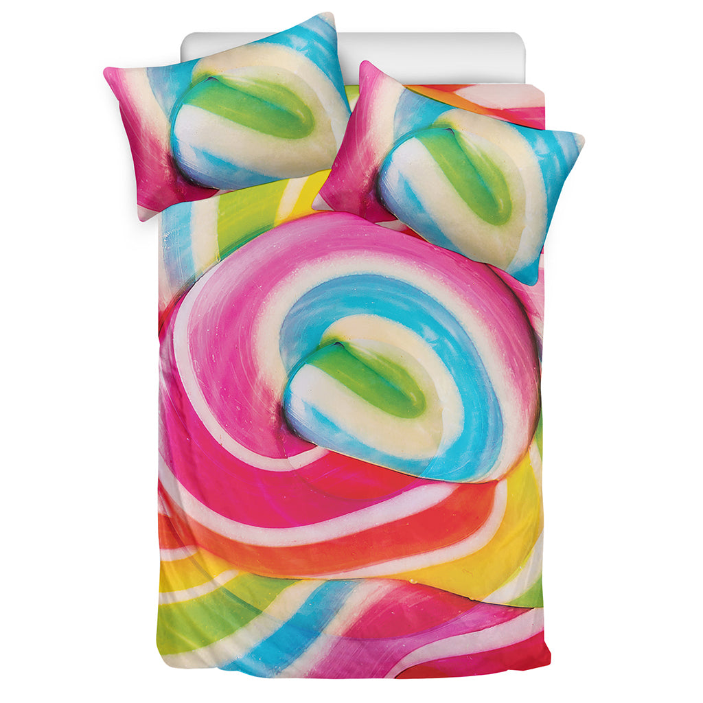 Rainbow Swirl Candy Print Duvet Cover Bedding Set
