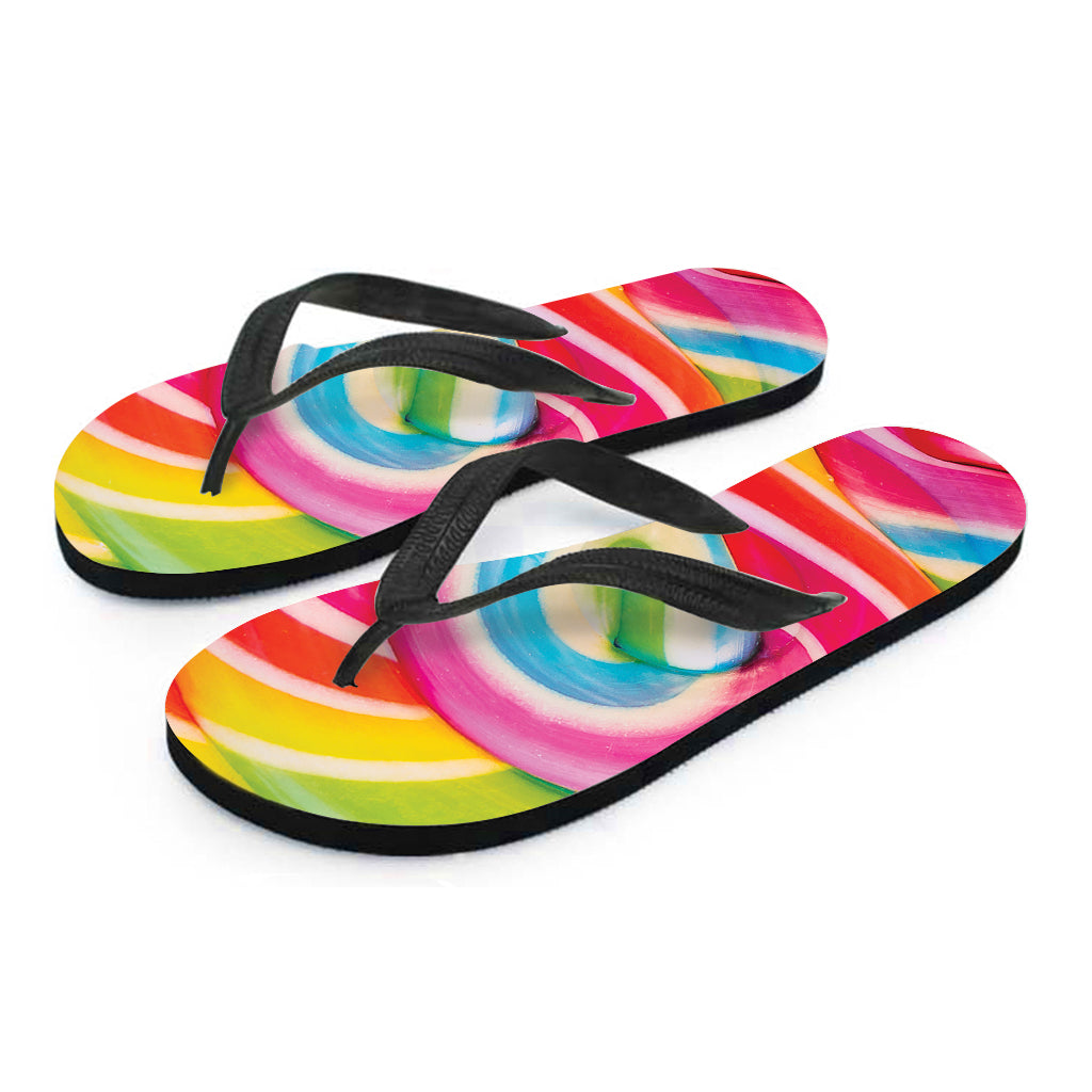 Rainbow Swirl Candy Print Flip Flops