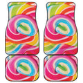 Rainbow Swirl Candy Print Front and Back Car Floor Mats