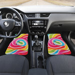 Rainbow Swirl Candy Print Front and Back Car Floor Mats