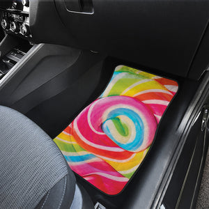 Rainbow Swirl Candy Print Front and Back Car Floor Mats