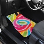 Rainbow Swirl Candy Print Front Car Floor Mats