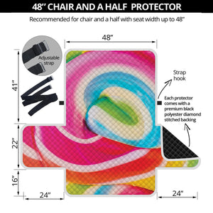 Rainbow Swirl Candy Print Half Sofa Protector