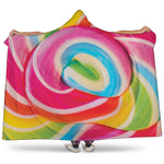 Rainbow Swirl Candy Print Hooded Blanket