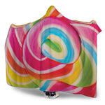 Rainbow Swirl Candy Print Hooded Blanket
