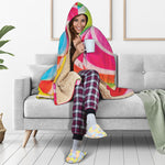 Rainbow Swirl Candy Print Hooded Blanket