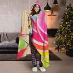 Rainbow Swirl Candy Print Hooded Blanket