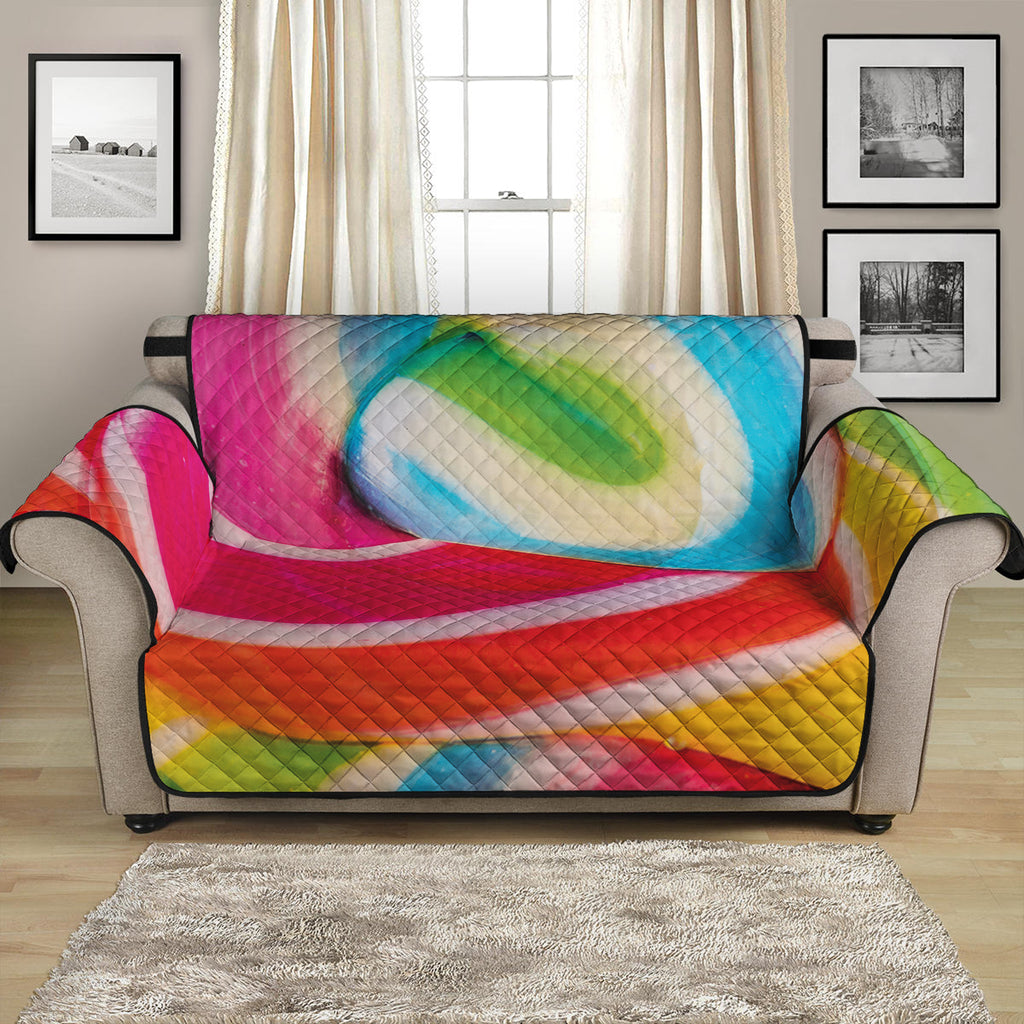 Rainbow Swirl Candy Print Loveseat Protector