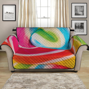 Rainbow Swirl Candy Print Loveseat Protector