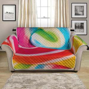 Rainbow Swirl Candy Print Loveseat Protector