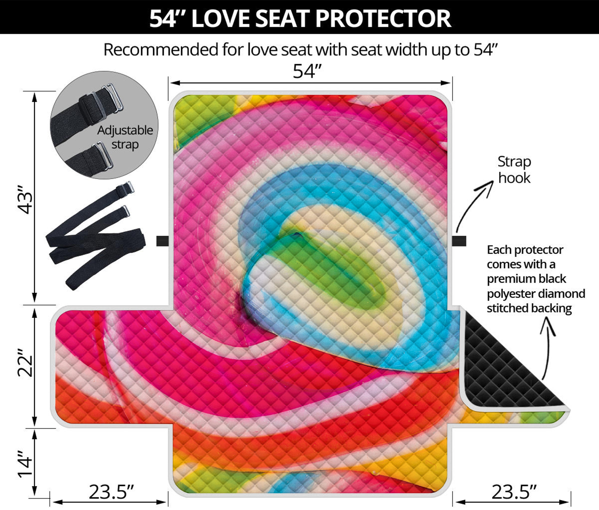 Rainbow Swirl Candy Print Loveseat Protector