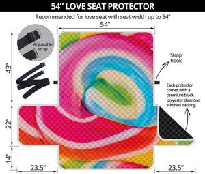 Rainbow Swirl Candy Print Loveseat Protector