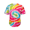 Rainbow Swirl Candy Print Men's Baseball Jersey