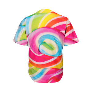 Rainbow Swirl Candy Print Men's Baseball Jersey