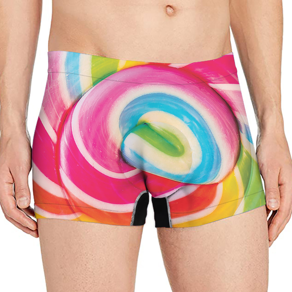 Rainbow Swirl Candy Print Men's Boxer Briefs