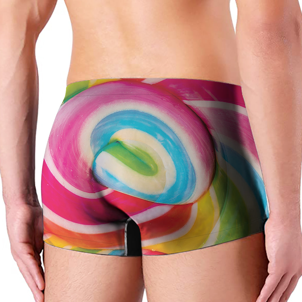 Rainbow Swirl Candy Print Men's Boxer Briefs