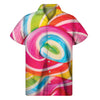 Rainbow Swirl Candy Print Men's Short Sleeve Shirt