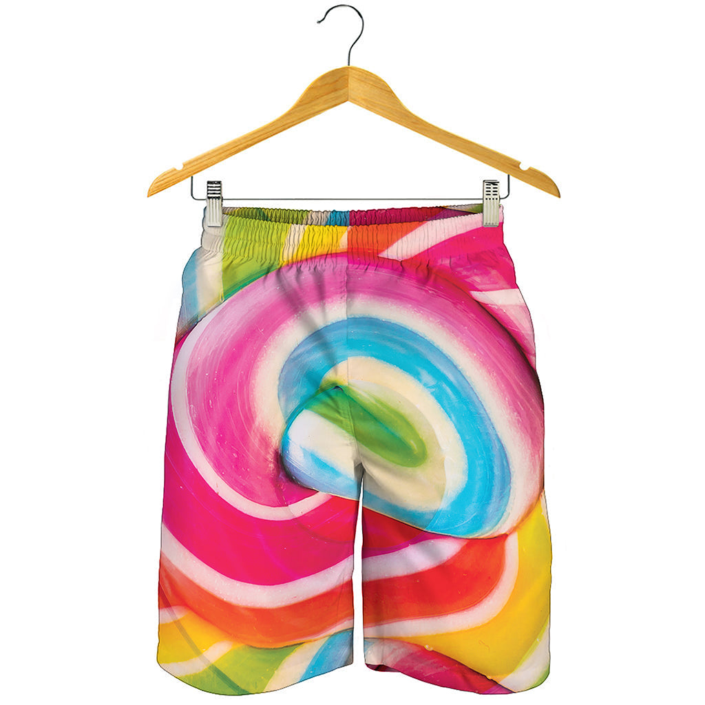 Rainbow Swirl Candy Print Men's Shorts