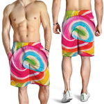 Rainbow Swirl Candy Print Men's Shorts