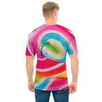 Rainbow Swirl Candy Print Men's T-Shirt