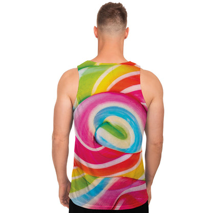 Rainbow Swirl Candy Print Men's Tank Top