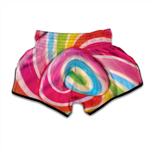 Rainbow Swirl Candy Print Muay Thai Boxing Shorts