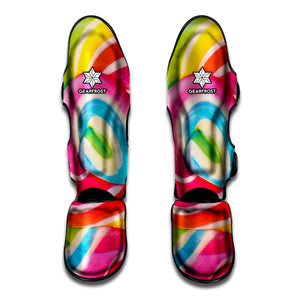 Rainbow Swirl Candy Print Muay Thai Shin Guard