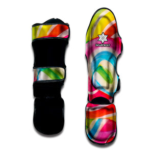 Rainbow Swirl Candy Print Muay Thai Shin Guard