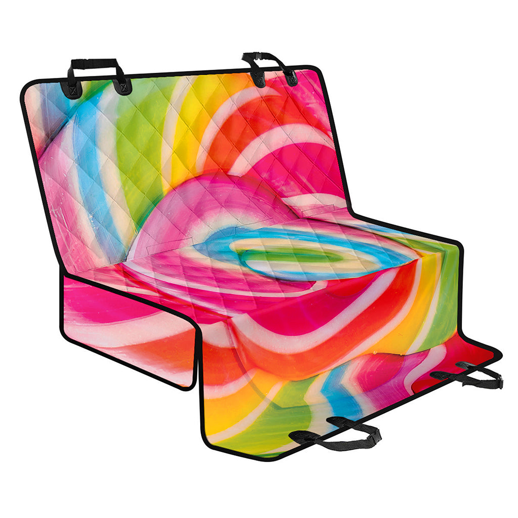 Rainbow Swirl Candy Print Pet Car Back Seat Cover