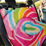 Rainbow Swirl Candy Print Pet Car Back Seat Cover