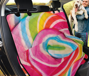 Rainbow Swirl Candy Print Pet Car Back Seat Cover