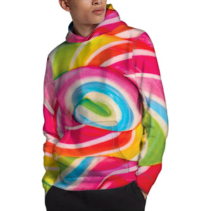 Rainbow Swirl Candy Print Pullover Hoodie