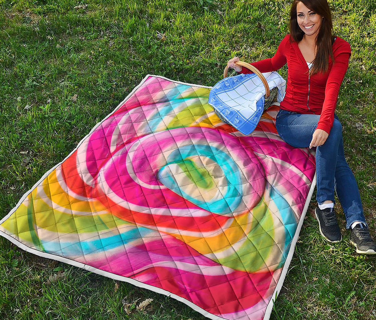 Rainbow Swirl Candy Print Quilt