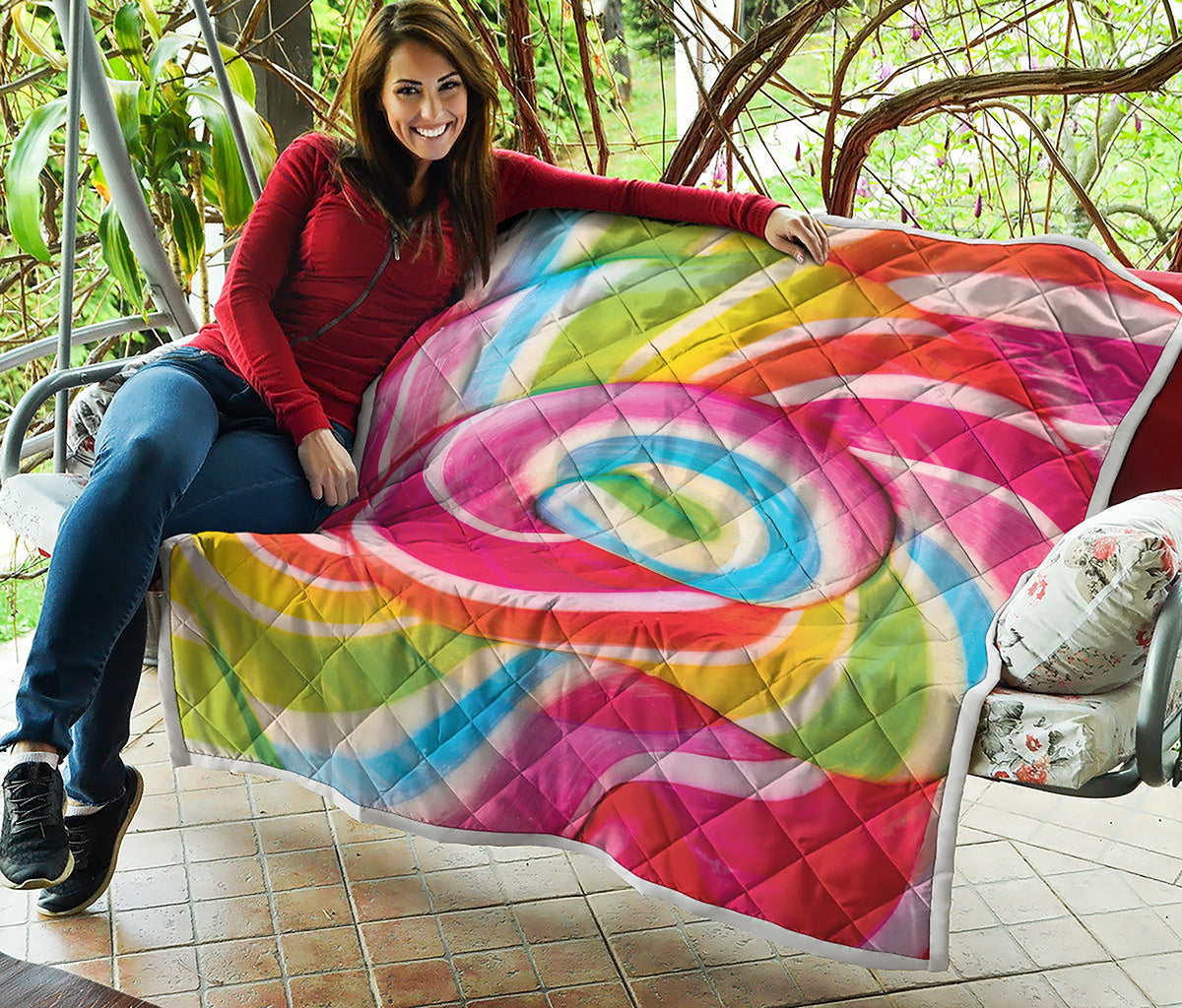 Rainbow Swirl Candy Print Quilt