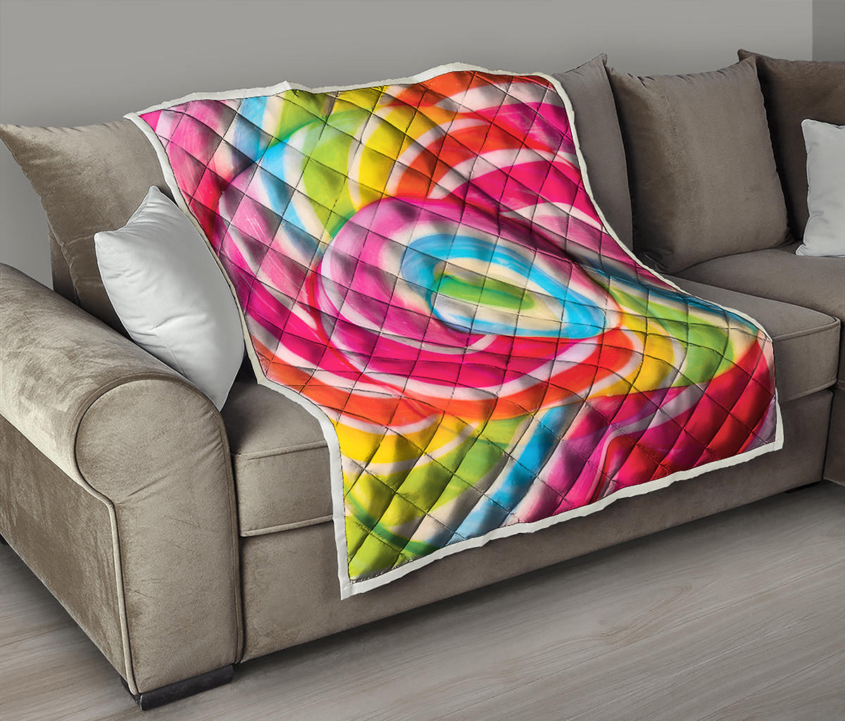 Rainbow Swirl Candy Print Quilt
