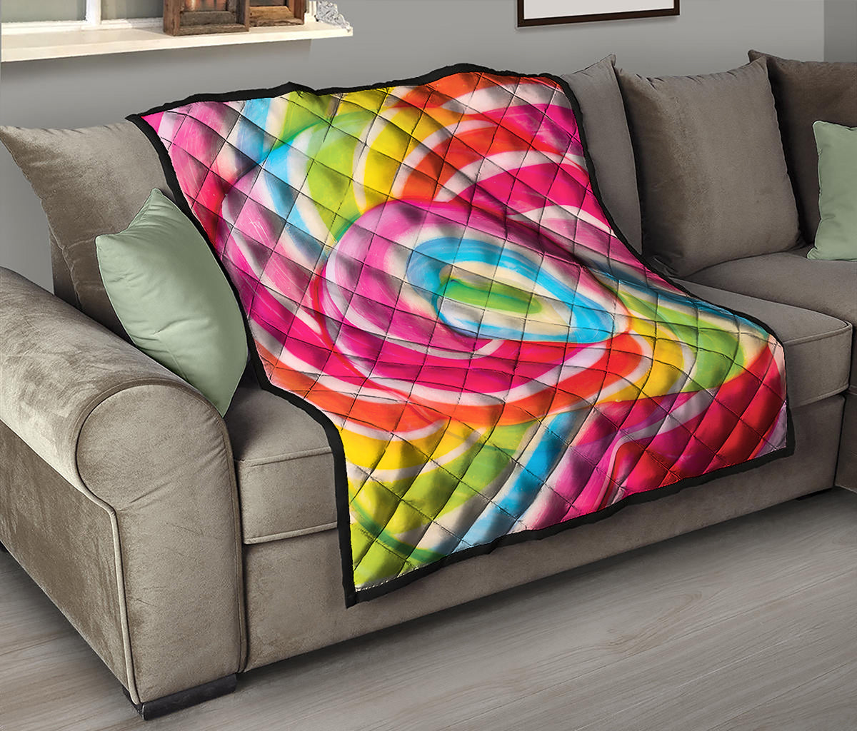 Rainbow Swirl Candy Print Quilt