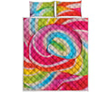 Rainbow Swirl Candy Print Quilt Bed Set