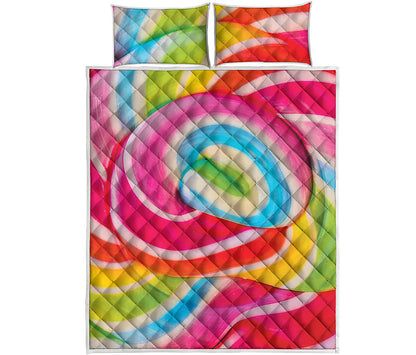 Rainbow Swirl Candy Print Quilt Bed Set