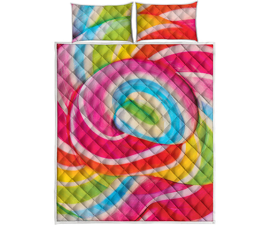 Rainbow Swirl Candy Print Quilt Bed Set