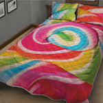 Rainbow Swirl Candy Print Quilt Bed Set