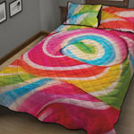 Rainbow Swirl Candy Print Quilt Bed Set