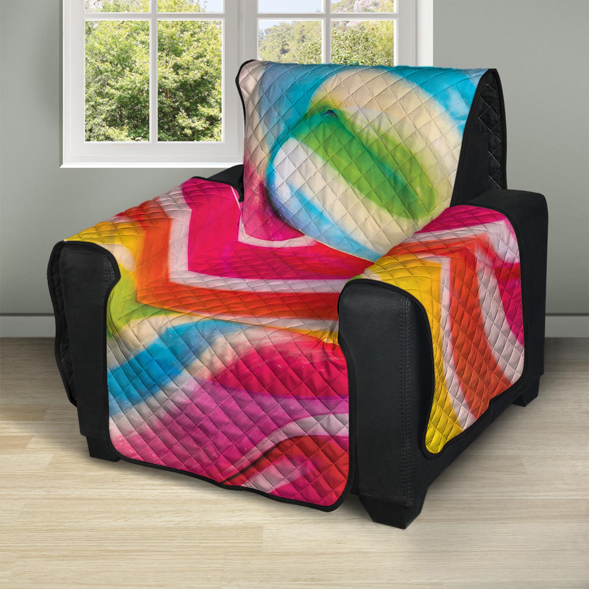 Rainbow Swirl Candy Print Recliner Protector