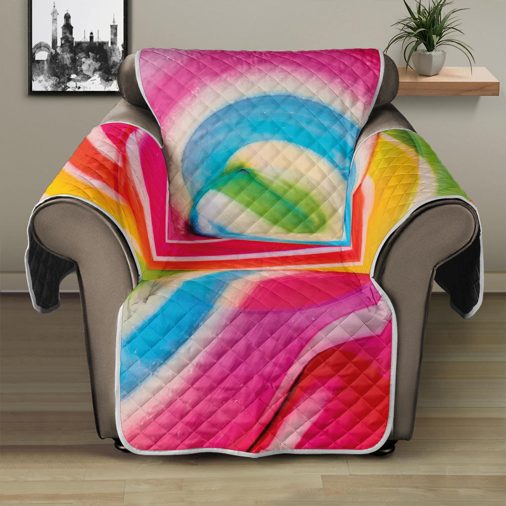 Rainbow Swirl Candy Print Recliner Protector