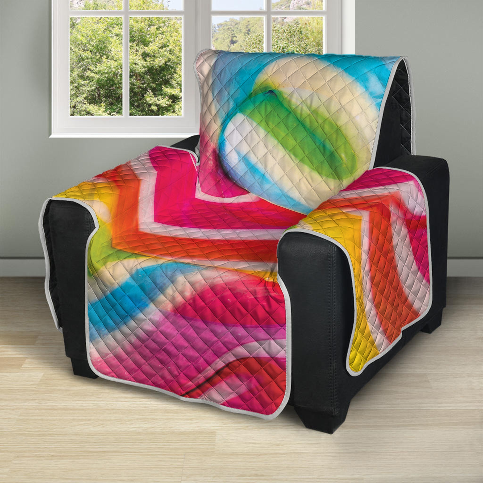 Rainbow Swirl Candy Print Recliner Protector