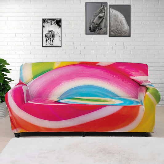 Rainbow Swirl Candy Print Sofa Cover
